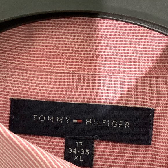 Tommy Hilfiger Red and White Long Sleeves Button Down Shirt Size 17 - Picture 5 of 8